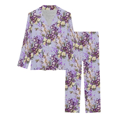 Iris Pattern Print Design IR07 Women's Long Pajama Set