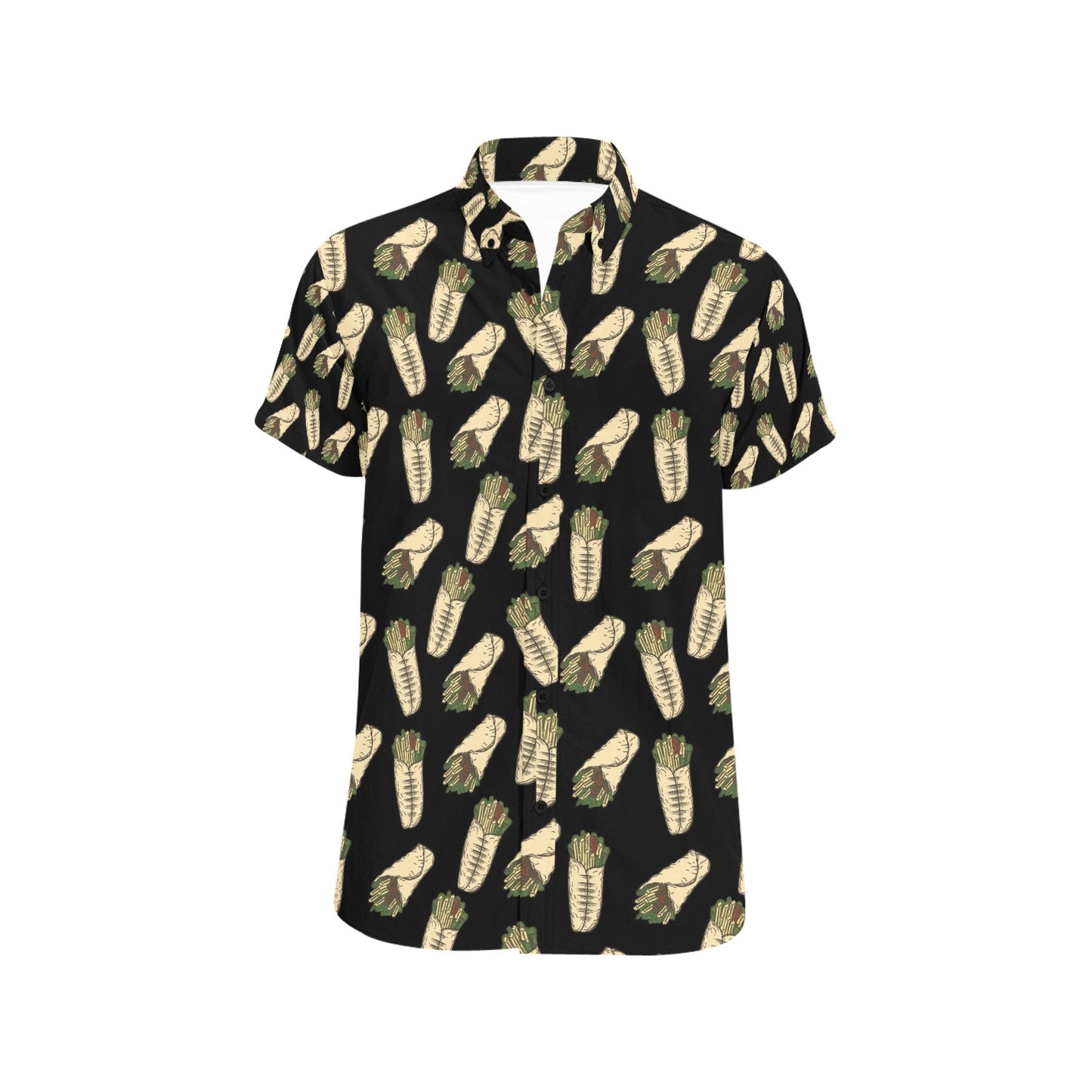 Burrito Print Design LKS303 Men Short Sleeve Button Up Shirt