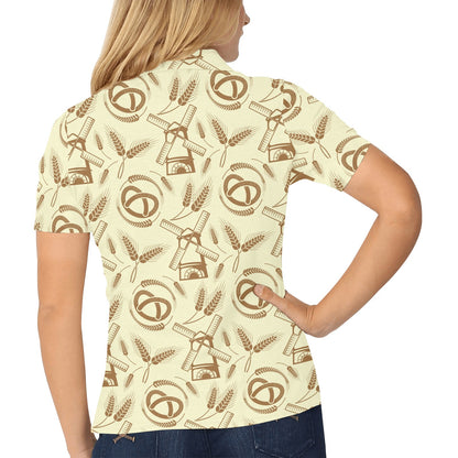 Agricultural Windmills Print Design 03 Women's Polo Shirt