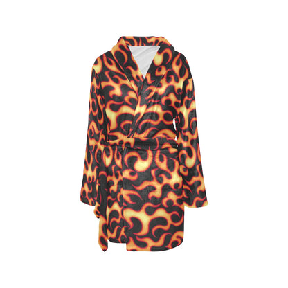 Flame Fire Themed Print Women's Fleece Robe