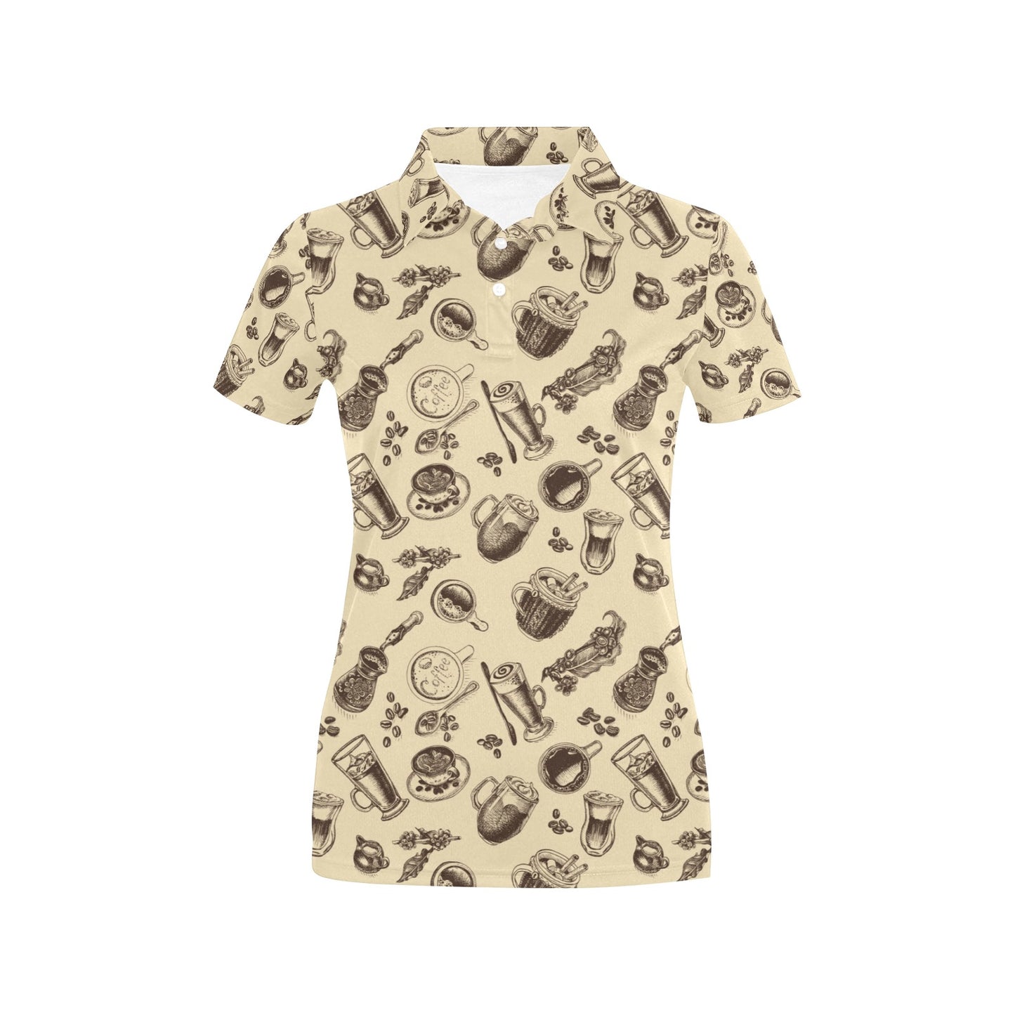 Coffee Pattern Print Design 05 Women's Polo Shirt