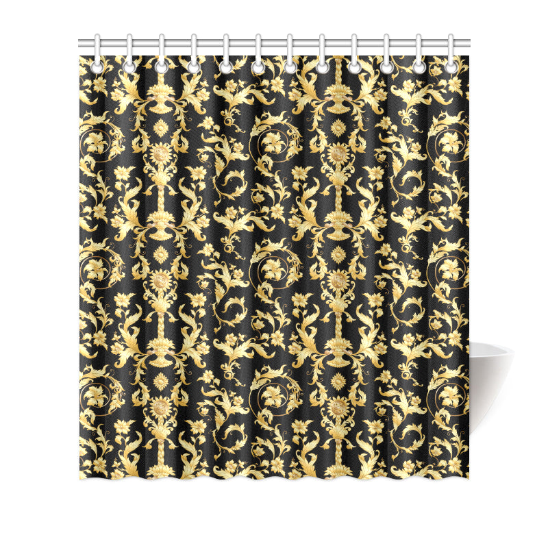 Baroque Golden Pattern Print Design 04 Shower Curtain