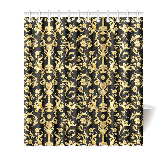 Baroque Golden Pattern Print Design 04 Shower Curtain