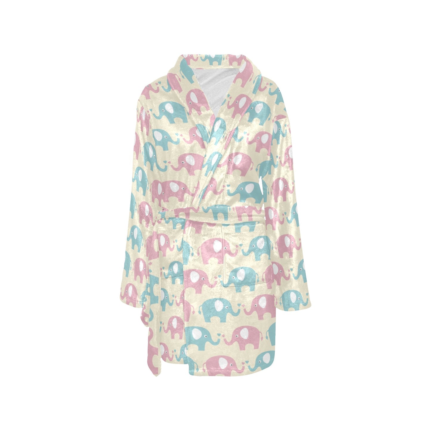 Elephant Baby Pastel Print Pattern Women's Fleece Robe