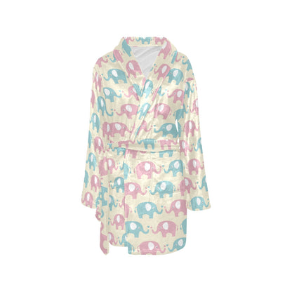 Elephant Baby Pastel Print Pattern Women's Fleece Robe