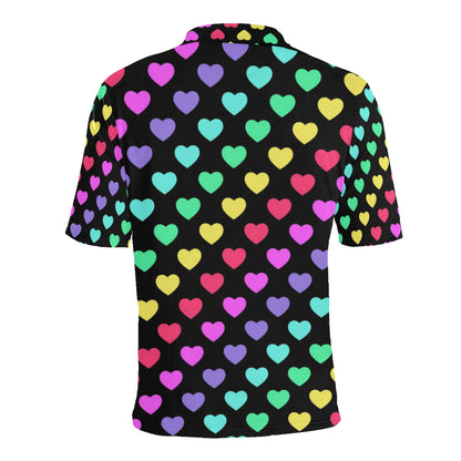 Heart Rainbow Pattern Print Design HE02 Men Polo Shirt