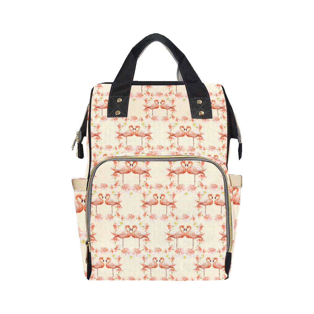 Flamingo Hibiscus Print Pattern Diaper Bag Backpack