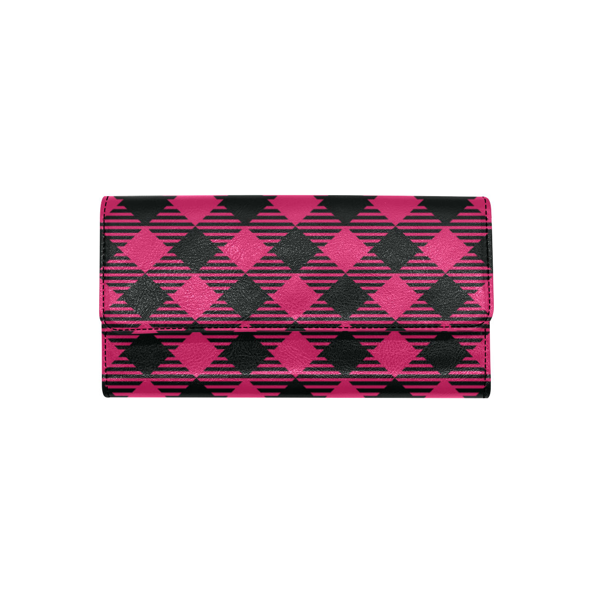 Buffalo check Pink Pattern Print Design 01 Women's Trifold Wallet