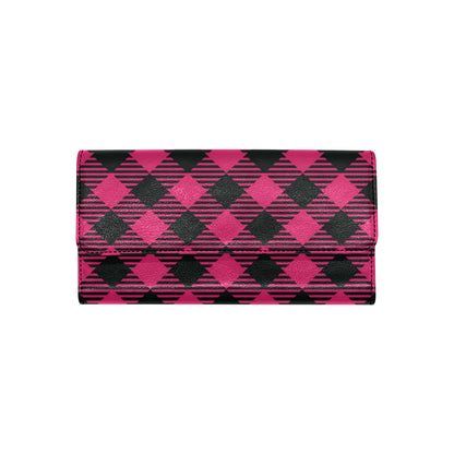 Buffalo check Pink Pattern Print Design 01 Women's Trifold Wallet