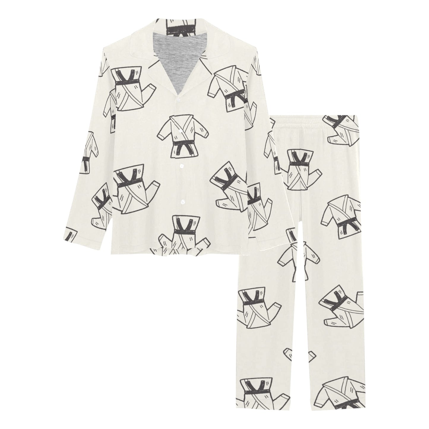 Karate Pattern Print Design 01 Women's Long Pajama Set
