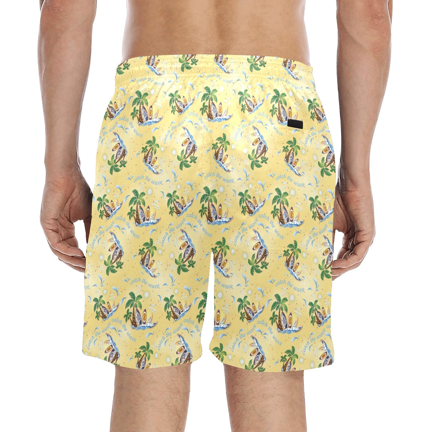 Surf Catch the Wave Design Men's Swim Trunks Beach Shorts