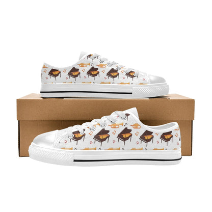 Piano Print Design LKS406 Women's White Low Top Shoes