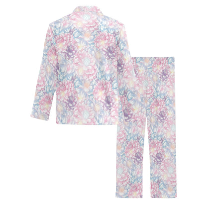 Dahlia Pattern Print Design 01 Men's Long Pajama Set