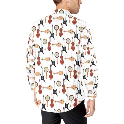 Banjo Print Design LKS403 Men's Long Sleeve Dress Shirt