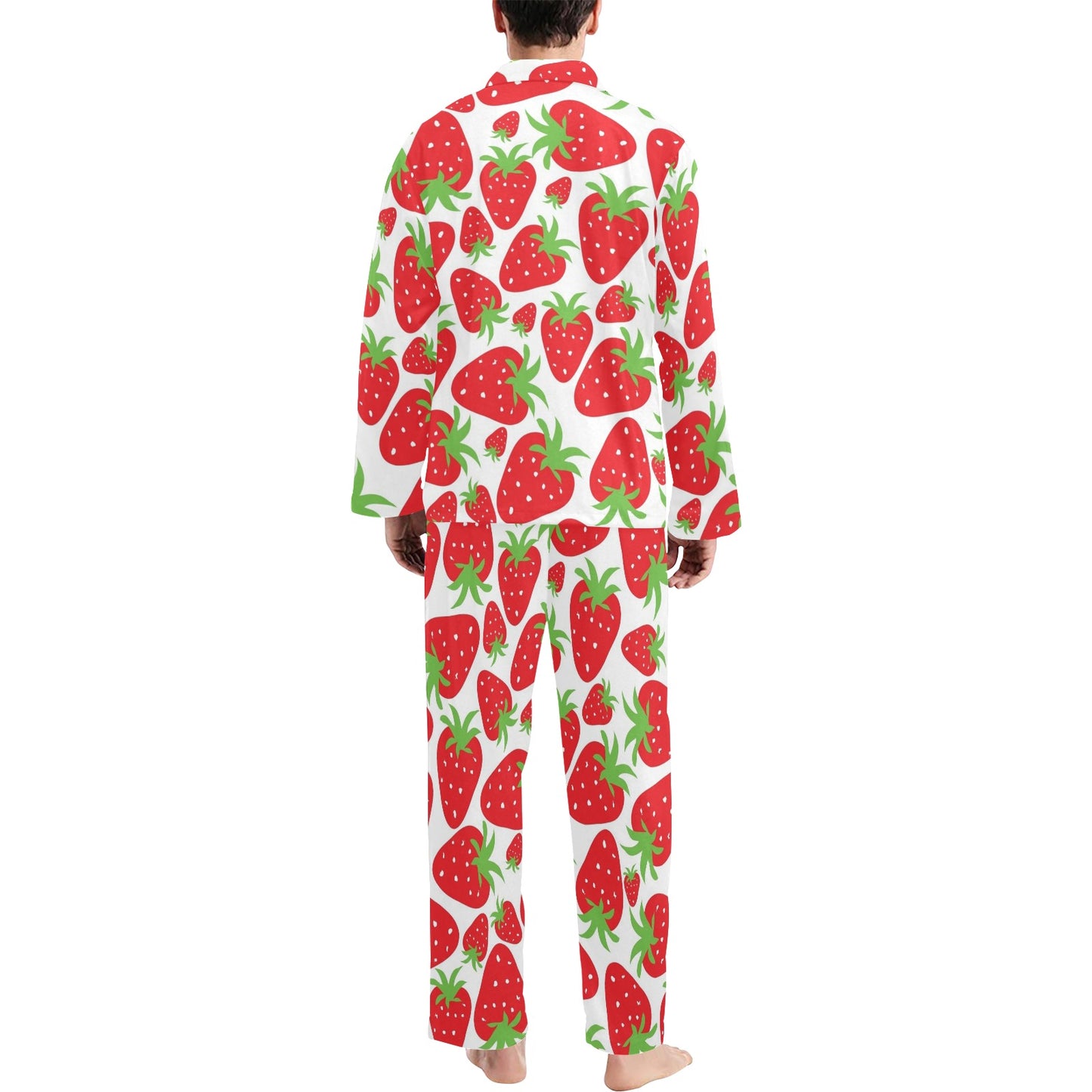 Strawberry Pattern Print Design SB01 Men's Long Pajama Set