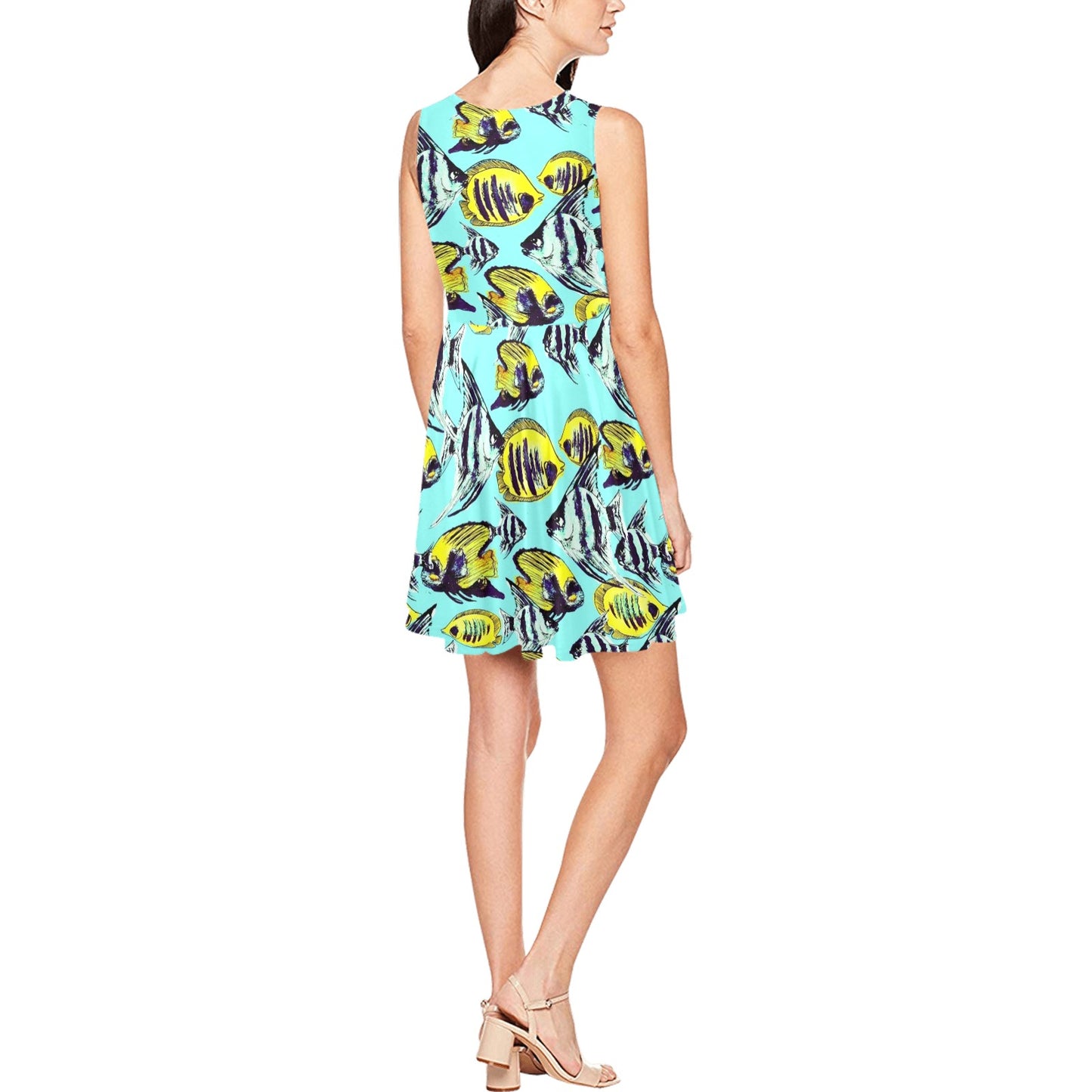 Angelfish Pattern Print Design 02 Sleeveless Dress