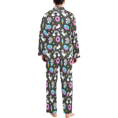 Donut Unicorn Pattern Print Design DN09 Men's Long Pajama Set