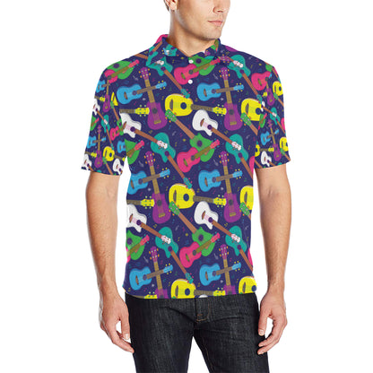 Ukulele Pattern Print Design 02 Men Polo Shirt