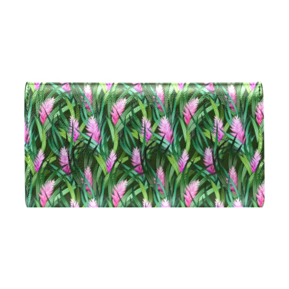Tropical Folower Pink Heliconia Print Women's Trifold Wallet