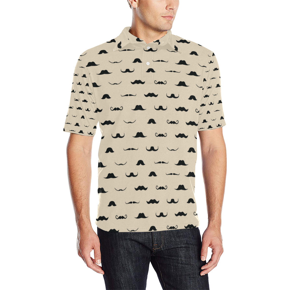 Mustache Pattern Print Design A03 Men Polo Shirt