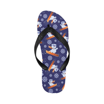 Snowboard Bear Print Design LKS305 Flip Flops