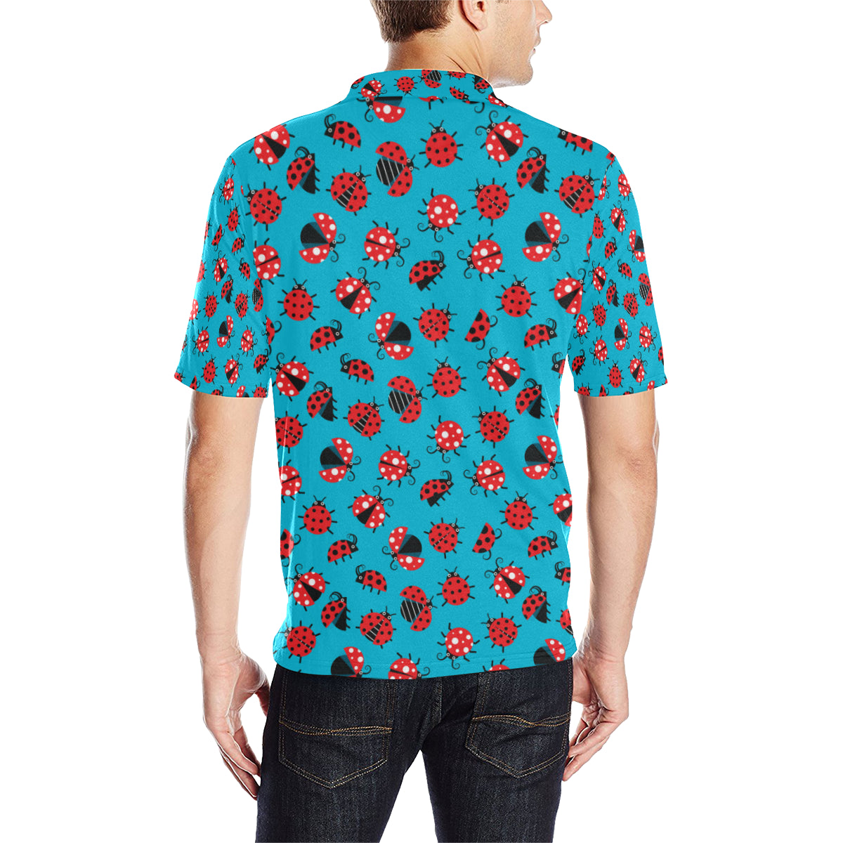 Ladybug Action Print Pattern Men Polo Shirt