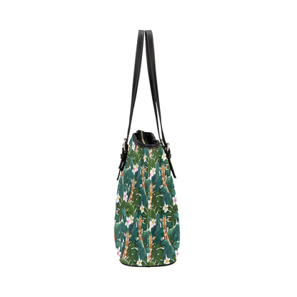 Giraffe Jungle Design Print Leather Tote Bag
