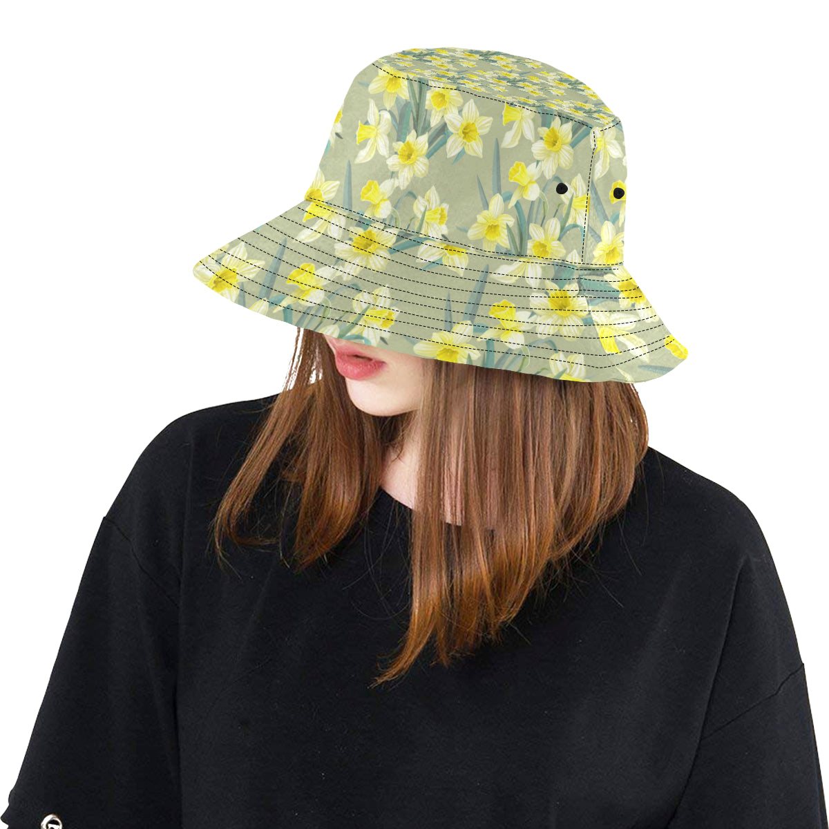 Daffodils Pattern Print Design DF01 Unisex Bucket Hat