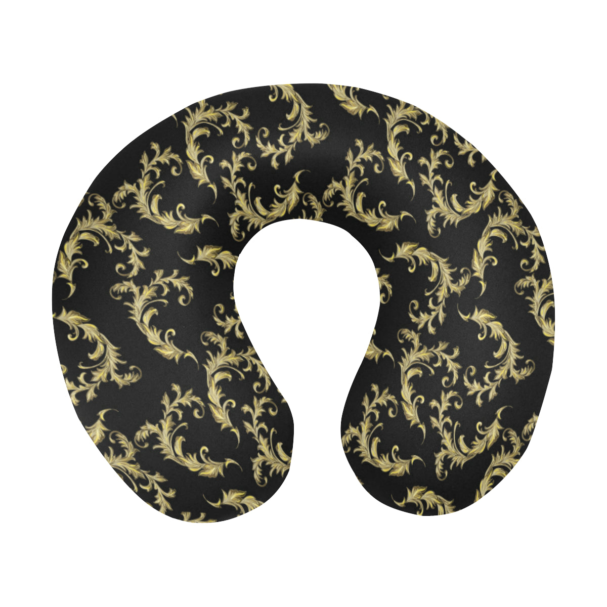 Baroque Golden Pattern Print Design 01 U-Shaped Travel Neck Pillow