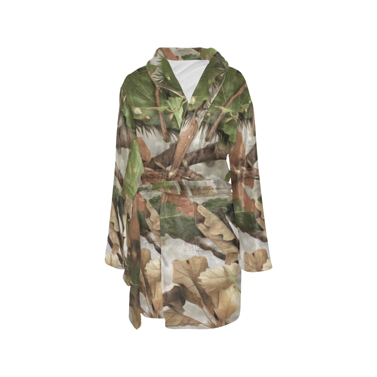 Camo Realistic Tree Forest Print Women's Fleece Robe