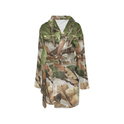 Camo Realistic Tree Forest Print Women's Fleece Robe
