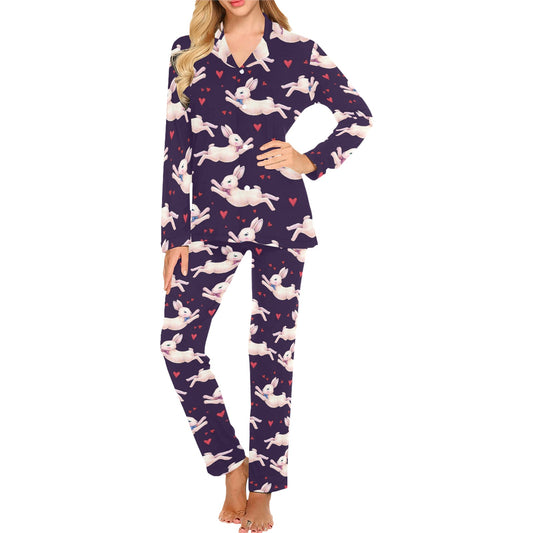 Rabbit Pattern Print Design RB016 Women's Long Pajama Set