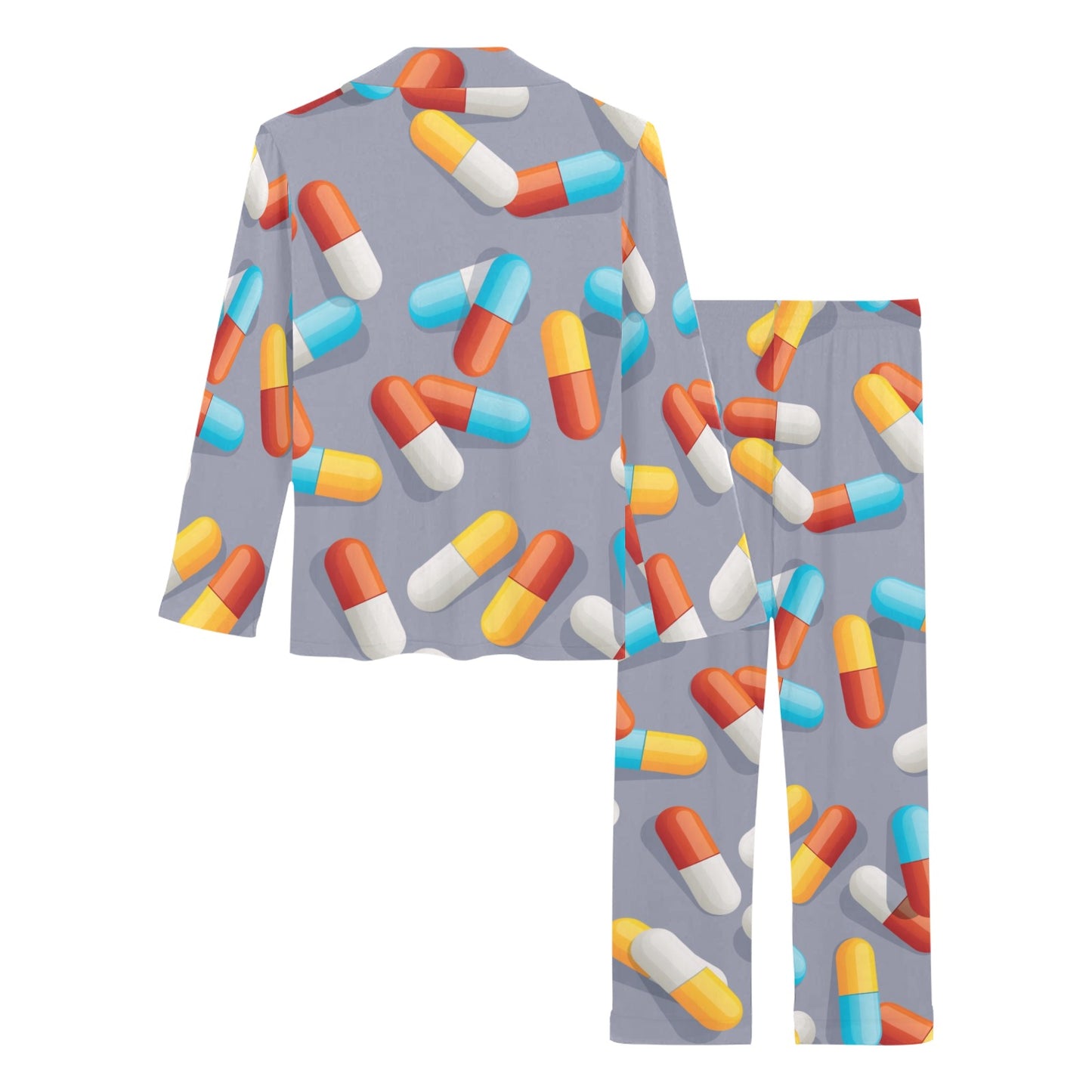 Pill Pattern Print Design A01 Women's Long Pajama Set