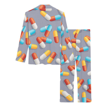 Pill Pattern Print Design A01 Women's Long Pajama Set