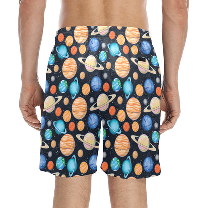 Planet Colorful Print Design LKS301 Men's Swim Trunks Beach Shorts