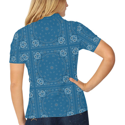 Bandana Blue Print Design LKS301 Women's Polo Shirt