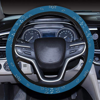 Bandana Blue Print Design LKS301 Steering Wheel Cover with Elastic Edge