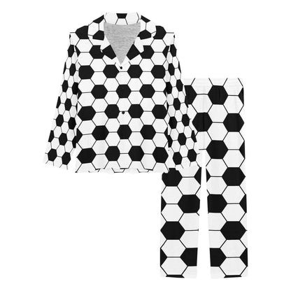 Soccer Ball Texture Print Design LKS303 Women's Long Pajama Set