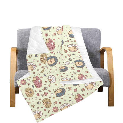 Hedgehog Cute Pattern Print Design 01 Premium Quilt