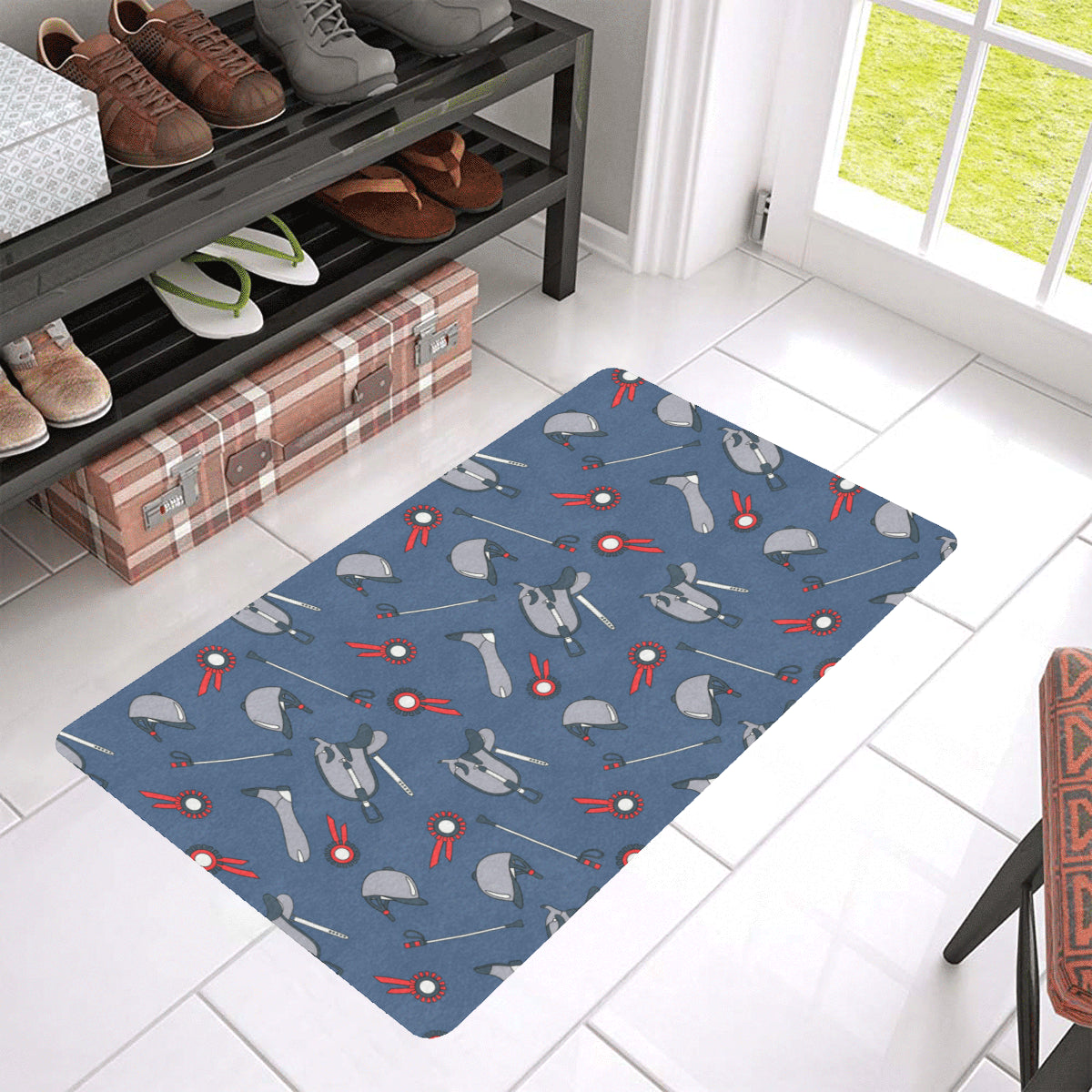 Equestrian Equipment Background Rubber Doormat