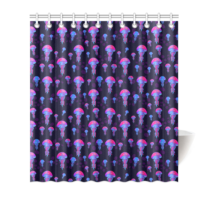 Jellyfish Neon Print Shower Curtain