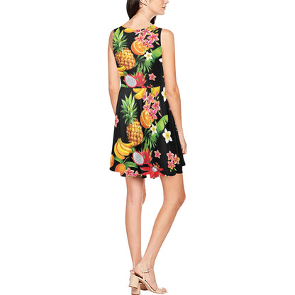 Tropical Fruits Pattern Print Design TF02 Sleeveless Dress