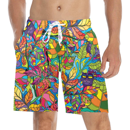 Psychedelic Trippy Flower Print Men's Swim Trunks Beach Shorts