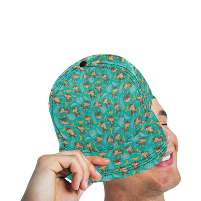 Monkey Happy Design Themed Print Snapback Cap