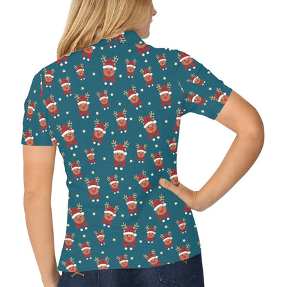 Reindeer Print Design LKS406 Women's Polo Shirt