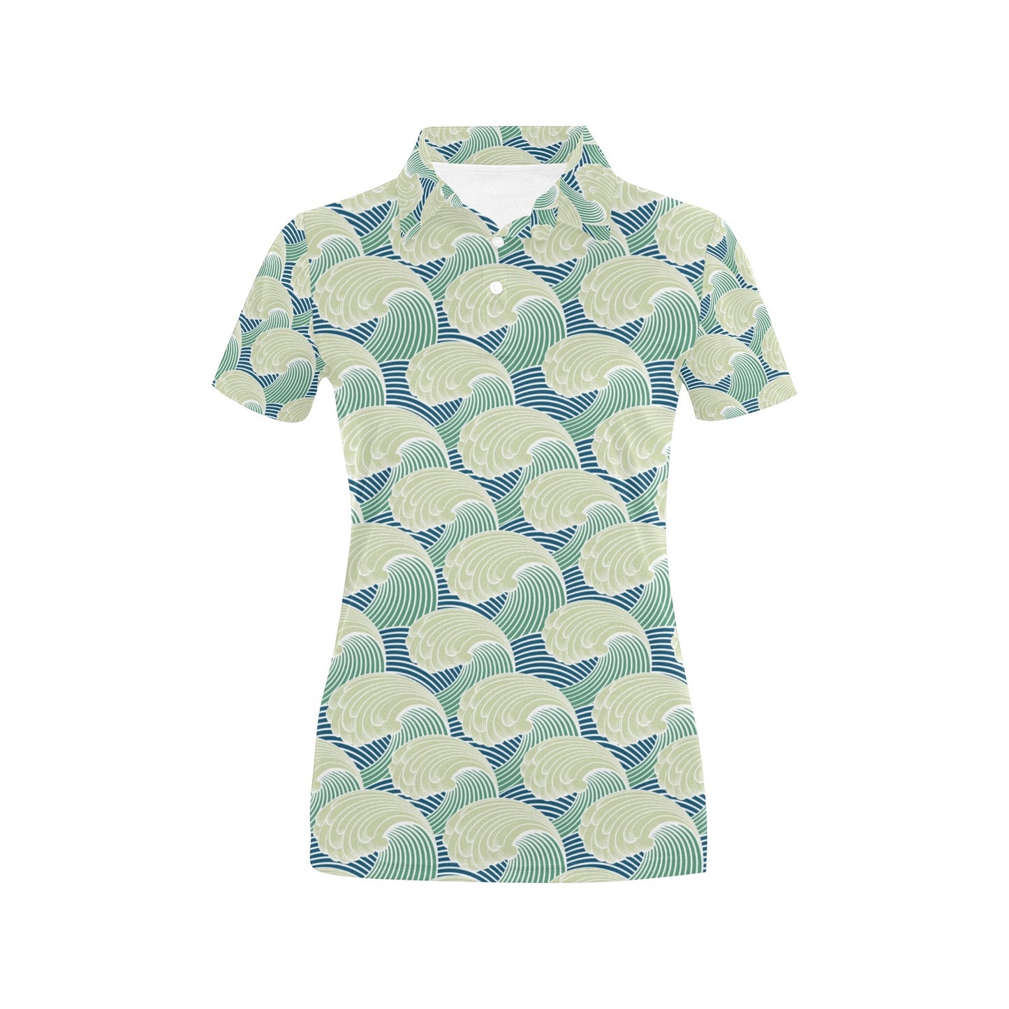 Wave Japan Style Print Design LKS302 Women's Polo Shirt