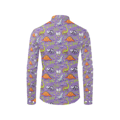 Zombie Dinosaur Print Design LKS302 Men's Long Sleeve Dress Shirt