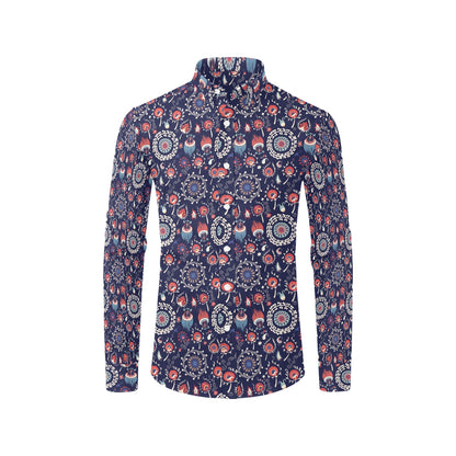 Suzani Print Design LKS305 Men's Long Sleeve Dress Shirt