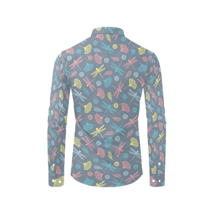 Dragonfly Print Design LKS403 Men's Long Sleeve Dress Shirt
