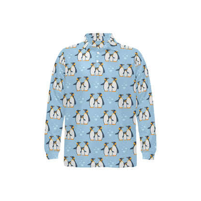 Penguin Pattern Print Design A04 Long Sleeve Polo Shirt For Men's